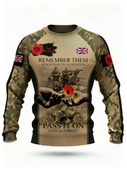 Men's 11th November Remembrance Day LEST WE'S FORGET Poppy Remembrance Crew Neck Sweatshirt