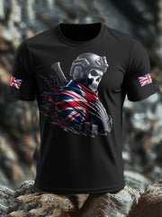 Men's UK Flag Skull Printed T-shirt