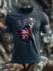 Men's UK Flag Skull Printed T-shirt