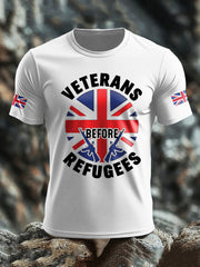 Men's UK Flag Stop Illegal Immigration Printed T-shirt