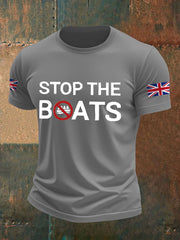 Men's UK Flag Stop The Boats Printed T-shirt