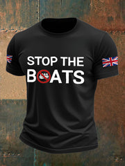 Men's UK Flag Stop The Boats Printed T-shirt
