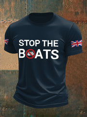 Men's UK Flag Stop The Boats Printed T-shirt