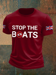 Men's UK Flag Stop The Boats Printed T-shirt