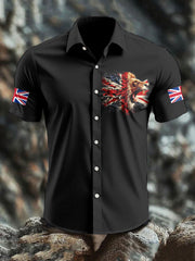 Men's UK Flag Lion Printed Shirt