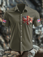 Men's UK Flag Lion Printed Shirt