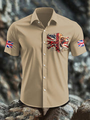 Men's UK Flag Lion Printed Shirt