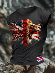 Men's UK Flag Lion Printed Vest