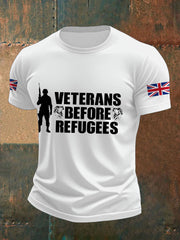 Men's UK Immigration Veterans Before Refugees Printed T-shirt