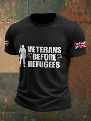 Men's UK Immigration Veterans Before Refugees Printed T-shirt