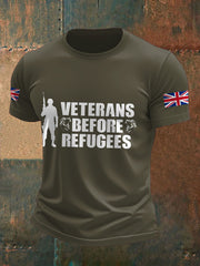 Men's UK Immigration Veterans Before Refugees Printed T-shirt