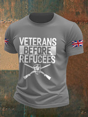 Men's UK Immigration Veterans Before Refugees Printed T-shirt