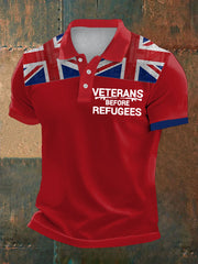 Men's UK Immigration Veterans Before Refugees Printed Casual Tops