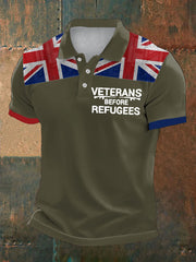 Men's UK Immigration Veterans Before Refugees Printed Casual Tops