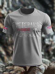 Men's UK Flag Immigration Veterans Before Refugees Printed T-shirt