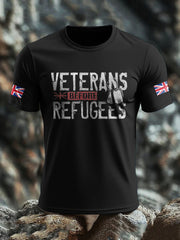 Men's UK Flag Immigration Veterans Before Refugees Printed T-shirt
