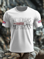 Men's UK Flag Immigration Veterans Before Refugees Printed T-shirt