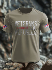 Men's UK Flag Immigration Veterans Before Refugees Printed T-shirt