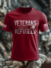 Men's UK Flag Immigration Veterans Before Refugees Printed T-shirt