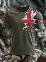 Men's Britsh Imitation Cotton Short-Sleeved Printed T-shirt