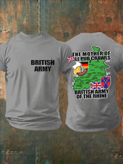 Men's British Veteran Imitation Cotton Short-Sleeved Printed T-shirt