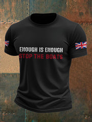Men's UK Flag Immigration Stop The Boats Printed T-shirt