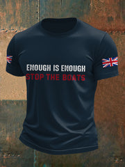 Men's UK Flag Immigration Stop The Boats Printed T-shirt