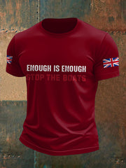 Men's UK Flag Immigration Stop The Boats Printed T-shirt