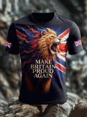 Men's UK Flag Pride Lion Printed T-shirt
