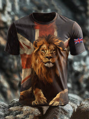 Men's British Lion Short Sleeves Printed T-shirt
