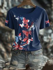 Women's UK Flag Butterfly Art Printed T-shirt