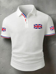 Men's UK Flag Print Casual Short-Sleeve Waffle Top