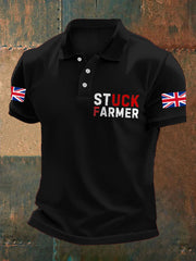 Men's UK Flag Stuck Farmer Printed Casual Tops