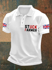 Men's UK Flag Stuck Farmer Printed Casual Tops