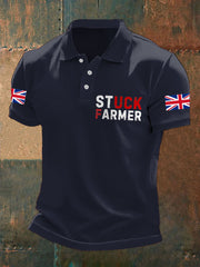Men's UK Flag Stuck Farmer Printed Casual Tops