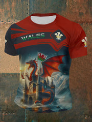 Men's Welsh Dragon Print Casual T-shirt