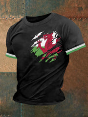 Men's Welsh Dragon Print Casual T-shirt