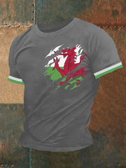 Men's Welsh Dragon Print Casual T-shirt