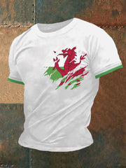 Men's Welsh Dragon Print Casual T-shirt