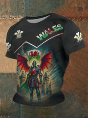 Men's Welsh Dragon Print Casual T-shirt