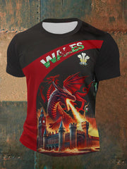 Men's Welsh Dragon Print Casual T-shirt