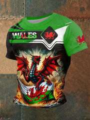 Men's Welsh Dragon Print Casual T-shirt