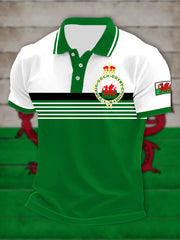 Men's Welsh Print Casual Button T-Shirt