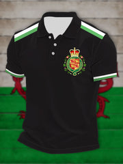 Men's Royal Welsh Coat of Arms Casual Button T-Shirt