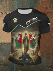 Men's Welsh Dragon Print Casual T-shirt