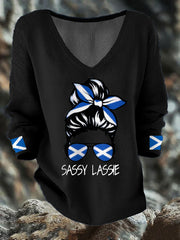 Women's Scotland Flag Sassy Lassie Printed Casual Tops