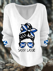 Women's Scotland Flag Sassy Lassie Printed Casual Tops
