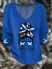 Women's Scotland Flag Sassy Lassie Printed Casual Tops