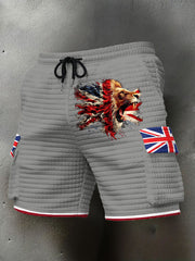 Men's UK Flag Lion Printed Shorts