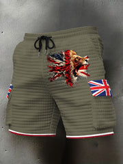 Men's UK Flag Lion Printed Shorts